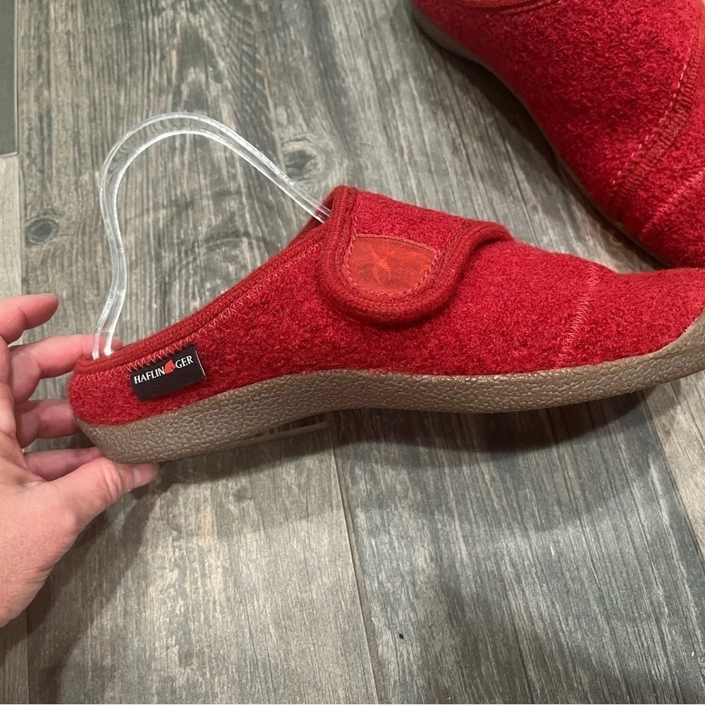 Haflinger Boiled Wool Slippers Unisex EU 41 Mens 9 Womens 10.5 Red Hook & Loop